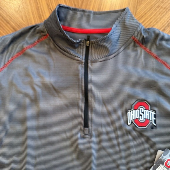 NWT Ohio State Buckeyes 1/4 Zip Pullover Men's M Gray Stripe‎ Performance New - Picture 1 of 10